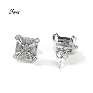 Hip Hop Square CZ Earrings Dragon claw Designer Earring Women Man 2024 Fashion Jewelry
