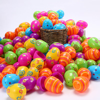 Oeufs de Pâques en plastique imprimé lumineux Assortiment d'oeufs de Pâques colorés en vrac pour la chasse aux oeufs Panier de Pâques Remplisseurs