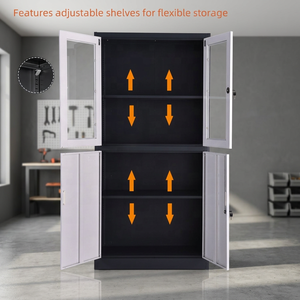 High Quality Steel Filing <b>Cabinet</b> Specifications Swing Glass Door Metal Storage <b>Cabinet</b> Adjustable Office Bookcase with Drawer - Product Image 4