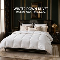 Couette matelassée extra chaude pour l'hiver, 50% duvet de canard, avec coutures en boîte, en coton anti-duvet, poids lourd 1200g, vente en gros OEM