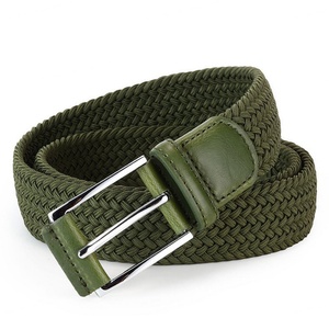Ceinture extensible tressée bleu-noir pour homme avec garniture en cuir et boucle argentée, accessoire décontracté toutes saisons - Product Image 6