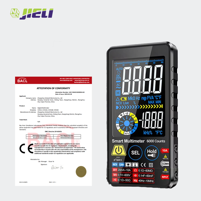 6000 Counts Rechargeable Digital Multimeter DCV/ACV 0.1-600V NCV/Data Hold/Auto Range/Frequency Measurement 3 5/6-Digit Low