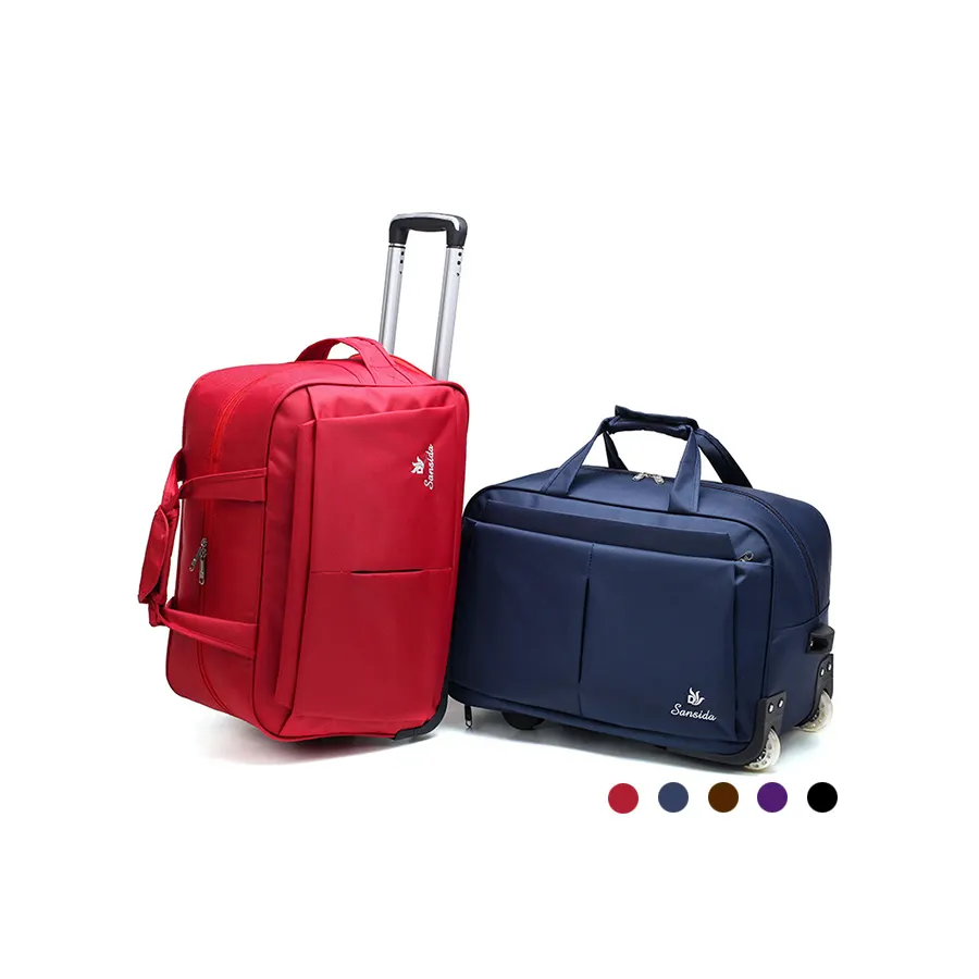 Borsone da viaggio grande con ruote pieghevole bagaglio a mano Tote valigia Unisex-adulto morbido Trolley Weekend Travel Case