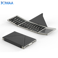 Clavier pliable portable en cuir PU sans fil rechargeable avec pavé tactile haute sensibilité, connecte jusqu'à 3 appareils