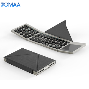 Foldable <b>Keyboard</b> Portable PU Leather <b>Wireless</b> Rechargeable <b>Keyboard</b> with High Sensitivity Touchpad Connect Up to 3 Device - Product Image 1