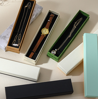 Caja de Joyería Rectangular Larga, Ecológica y Portátil de Alta Gama, con Tapa Extraíble, para Pulseras, Collares y Relojes, de Papel Rígido, Disponible en Stock