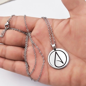 Vòng Cổ Biểu Tượng Vô Thần Bằng Thép Không Gỉ Vòng Cổ Mặt Dây Chuyền Hình Tròn Vòng Cổ Dấu Hiệu Chống Theist Cho Nữ Trang Sức Nam - Product Image 4