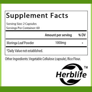 Extrait de feuilles de Moringa OEM/ODM, 120 capsules pour 60 portions par flacon |   Complément alimentaire à base d'extrait de feuilles de Moringa végétalien - Product Image 2