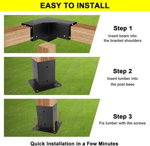 Pergola <span class=keywords><strong>Bracket</strong></span> kit, Roof Wall Mount mở rộng <span class=keywords><strong>Bracket</strong></span> Kit 4-cách Chân đế cho pergolas, đăng nhập <span class=keywords><strong>cabin</strong></span> ngoài trời pergola 4 "x 4" - Product Image 5