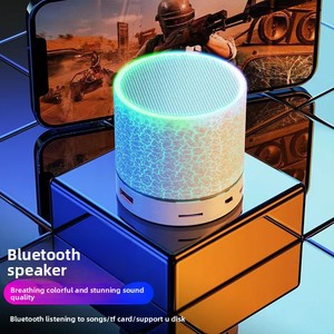 Portable <strong>Mini</strong> Wireless for <strong>Speaker</strong> RGB LED Lighting <strong>USB</strong> TF Card AUX <strong>Input</strong> for Home Theatre Outdoor Party Use Fine Crack Pattern - Product Image 2