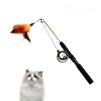 Mainan Pancing Kucing Zturn ZT LEO278 Desain Katrol Tongkat Teleskopik Isi Ulang Bulu Burung Mainan Interaktif untuk Anak Kucing