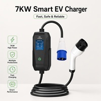 Station de recharge portable certifiée CE UKCA RoHS 7 kW monophasée avec écran de 2,8 pouces