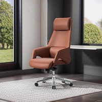 Chaise de bureau pivotante de direction confortable et réglable de haute qualité avec dossier haut, design contemporain en cuir synthétique, vente en gros