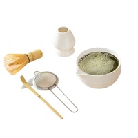 Ensemble de bols à matcha japonais en porcelaine à motif vague, exclusif transfrontalier, avec fouet Chasen et support, 560 ml, écologique