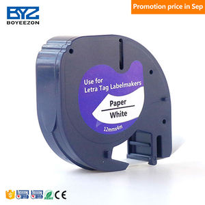 Ruban d'étiquettes compatible <span class=keywords><strong>Dymo</strong></span> 91201 de bonne qualité, 12 mm, compatible avec l'imprimante d'étiquettes <span class=keywords><strong>Dymo</strong></span> <span class=keywords><strong>Letratag</strong></span> 91201, étiquettes noires sur fond blanc - Product Image 2