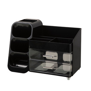 Boîte de rangement cosmétique multicouche, organisateur de maquillage, support de soins de la peau pour bureau, support pour rouge à lèvres, crayon à sourcils, en plastique noir - Product Image 5