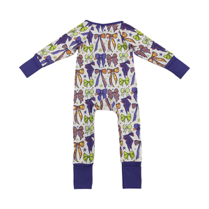 Wholesale Spooky Pumpkin <b>Bows</b> Pink Print Romper New <b>Baby</b> Girls Halloween Zipper Sleeper Toddlers Boutique Clothes - Product Image 6