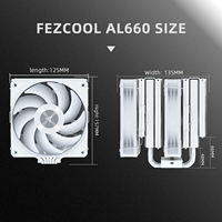 Refroidisseur d'air pour processeur FEZCOOL AL660 à double tour, ventilateur PWM à faible bruit, roulement fluide, liaison cuivre-aluminium, compatible 1700/AM4/AM5, sans éclairage