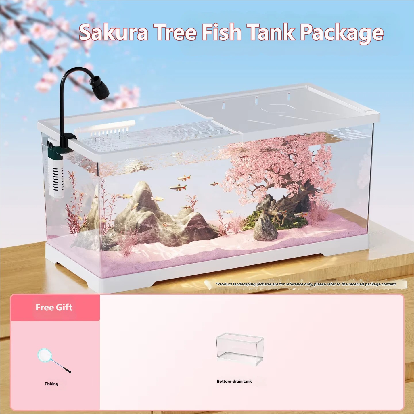 White bottom drainage tank comes with a fish scoop