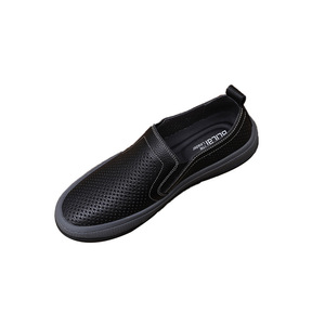 Mocassins en cuir véritable pour hommes, bout rond, semelle en caoutchouc, doublure en mesh respirant, chaussures de bureau et de ville - Product Image 4