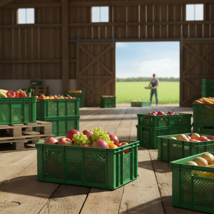 KE 310 Full Perforated Plastic <b>Crate</b> Heavy Duty Stackable Industrial <b>Storage</b> Agriculture Harvest Use Recyclable Foldable - Product Image 3