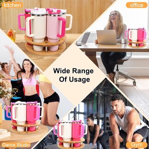 Support de tasses rotatif 30-40 oz, organisateur de gobelets en bois, support pour bouteilles d'eau pour rangement dans les armoires de cuisine - Product Image 6