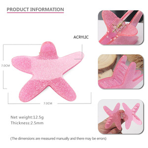 Pince à cheveux en acrylique étoile de mer tendance avec paillettes, élégante, pour demi-queue de cheval, nouveaux accessoires capillaires occidentaux - Product Image 3