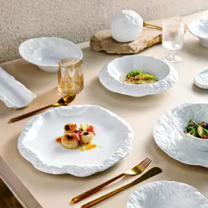 2023 Rock White Steak Plate For Restaurant Hotel Supplier Vajilla Platos Porcelaina Dessert Platter 14" Wedding Dish Plates set