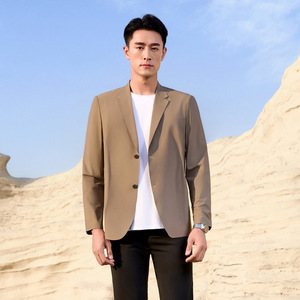 Men's Slim Fit Suit Jacket Thin Breathable Round Hem <b>Work</b> Wear - Product Image 1
