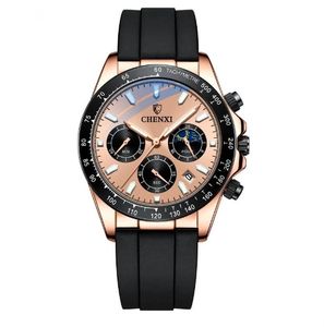 CHENXI 958, reloj de pulsera de negocios a la moda para hombre, reloj hermético para hombre, correa de silicona, cronógrafo de movimiento de cuarzo - Product Image 2