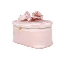 Sac à cosmétiques personnalisé avec nœud papillon lisse porte-pinceau de maquillage sac à main pour fille et dame rose