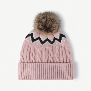 Autumn Winter New Splicing Pom Pom Women Outdoor Warm Knitted <b>Hat</b> Fashion Thickened Fleece Lining Beanie <b>Hat</b> - Product Image 6