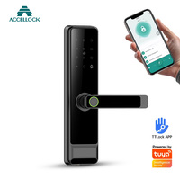 Kunci Pintu Depan Elektronik Harga Terjangkau Biometrik Kode Sidik Jari Aplikasi Pintar Cloud Paduan Aluminium Baja Tahan Karat/Pintu Kaca