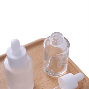 Botella de vidrio esmerilado de 30 ml (1 oz) con gotero blanco/negro para suero/esencia - Product Image 4