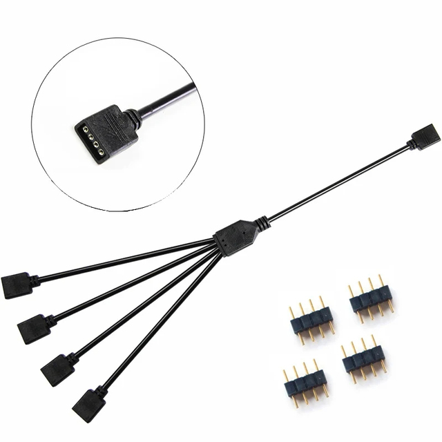 Sync Motherboard Cable 4PIN 12V RGB 3PIN 5V ARGB 1 to 2/1 to 3/1 to 4/1to 5 Extension Line