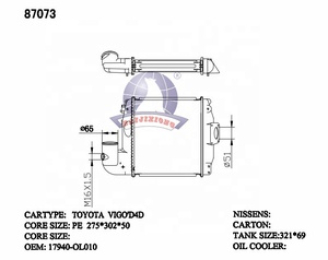 <span class=keywords><strong>Intercooler</strong></span> universel en aluminium 87073 pour TOYOTA <span class=keywords><strong>HILUX</strong></span> <span class=keywords><strong>VIGO</strong></span> D4D, système de refroidissement OEM IS OE 179400L010, radiateur d'usine - Product Image 6
