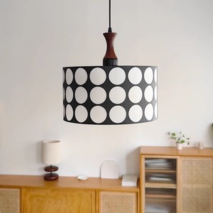 French Retro Minimalist Style Chandelier Black Walnut Polka Dot Design Vintage Lighting Fixture for <b>Dining</b> Room Pendant <b>Lights</b> - Product Image 2