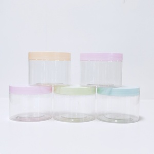 Custom <b>Macaron</b> Colors Caps Empty 250ml Plastic Pet Body Scrub Jars 8oz for Body Cream Hair Conditioner Jars - Product Image 5