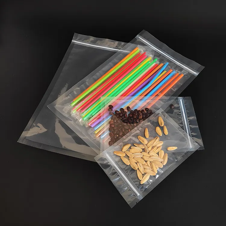 14x1 9cm 재고 투명 3 면 씰 플랫 재밀봉 지퍼 잠금 식품 포장 플라스틱 파우치 가방
