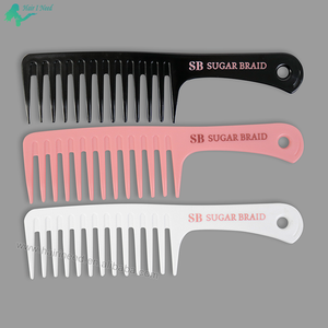 Custom <strong>Wide</strong> Tooth Plastic <strong>Comb</strong> Private Logo Barber Beauty Salon Curly Flat Styling Hair <strong>Wide</strong> Tooth <strong>Comb</strong> for Hair Extensions - Product Image 2