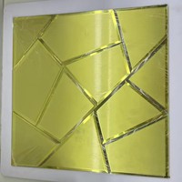 Modern 3D Gold Silver Beveled Glass Mosaic Tiles 3D Decorative Mirror Wall Panel for Kitchen Bathroom Hotel Pool Interior