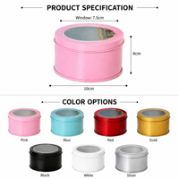 Boîte en métal ronde avec fenêtre transparente, logo personnalisé, emballage en métal pour Noël, mariage, biscuits, bonbons, gâteaux