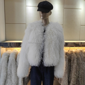 Elegante Giacca Corta Invernale da <span class=keywords><strong>Donna</strong></span> Bianca <span class=keywords><strong>con</strong></span> Collo in <span class=keywords><strong>Pelliccia</strong></span>, Spessa e Calda, Nuova Collezione Moda - Product Image 1