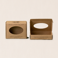 Boîte d'expédition en papier kraft ovale découpée sur mesure avec fenêtre, pour emballage de savon artisanal