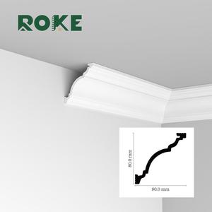 لوح تزيين داخلي من البوليسترين ROKE بطول 10 سم، سهل التركيب، مقاوم للماء، أبيض اللون، قاعدة بلاستيكية، إطار زخرفي - Product Image 2