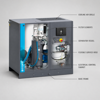 Compresseur à vis à injection d'huile Atlas Copco GA15 VSD+ FF toutes fonctions avec contrôleur NEOS NEXT et design en armoire verticale