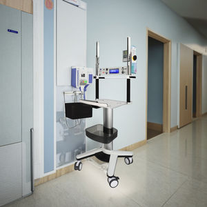 Carrinho de Equipamentos ECG com Armazenamento de Cabos, Braço de Alumínio, Rodas com Freio de 4 polegadas, Carrinho Hospitalar, Clínica Industrial, Escola Moderna - Product Image 1