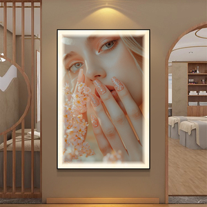 Salon d'ongles décoration peinture LED atmosphère lumière décoration murale belle image d'art d'ongle impression HD peinture en porcelaine cristal - Product Image 2