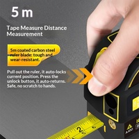 Mètre laser de haute précision 4 en 1 avec ruban acier de 5 m, laser croisé et télémètre laser Bluetooth de 100 m pour travaux en intérieur