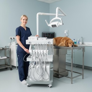 Unité dentaire mobile sur chariot avec lumière LED et compresseur d'air, poste de travail dentaire portable pour clinique vétérinaire/humaine - Product Image 1